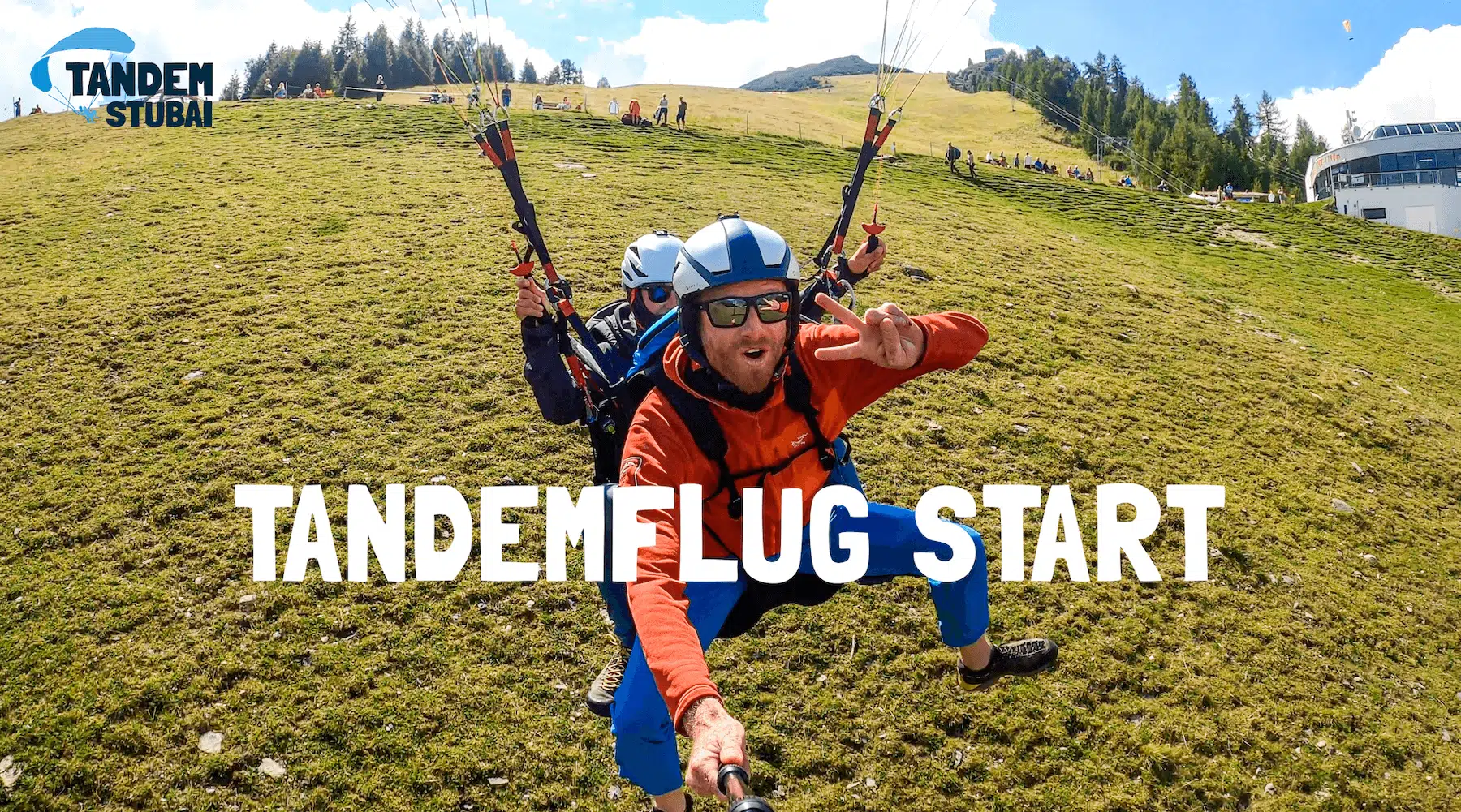 Tandem flight start Stubaital paragliding